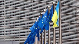 The European Union will ban the import of diamonds “mined, processed, or produced” in Russia beginning Jan. 1, part of a fresh round of sanctions designed to impede Russia’s ability to continue to fund its war in Ukraine. Stock image of multiple European Union flags