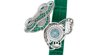 Jacqueline Dimier, Audemars Piguet’s head of product design for more than two decades, designed this emerald-set car watch in 1985. The timepiece, which Sotheby’s said is probably a one-of-a-kind, sold for almost $120,000 at the “Rough Diamonds” auction. Audemars Piguet circa 1985 emerald car watch