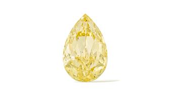 The 202-carat colored diamond dubbed “The Yellow Rose” led Christie’s Magnificent Jewels sale, with a buyer paying $6.7 million for the stone. 202.18 carat fancy intense yellow diamond The Yellow Rose