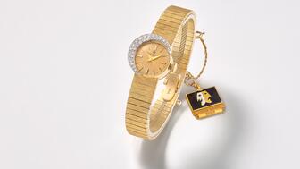 Elvis Presley gave this 14-karat gold and diamond Baume & Mercier watch to actress Dodie Marshall, his co-star in the 1967 film “Easy Come, Easy Go.” It is part of Bonhams upcoming Fine Watches Online auction, which opens April 20. Gold and diamond Baume & Mercier watch Elvis gave to Dodie Marshall