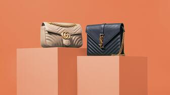 Gucci and Saint Laurent are among the handbag brands eBay is accepting for its new consignment service. The service will expand to include jewelry and watches in 2024, the company said. (Photo courtesy of eBay) A Gucci purse and a YSL purse