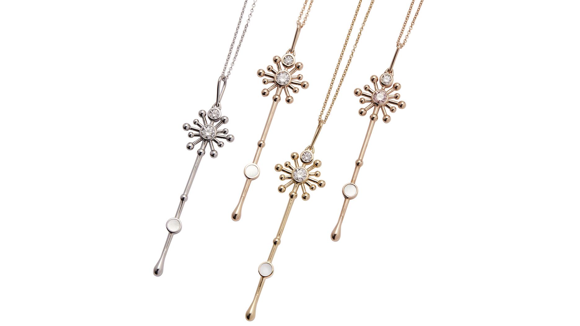 Lightbox is providing lab-grown diamonds to Roseate, a new jewelry brand started by Tiffany’s former chief merchandising officer. It also created this “Light Wand” pendant in collaboration with the brand. It is available in 18-karat yellow, white, or rose gold and retails for $2,000 on a 22- or 24-inch chain. Lightbox x Roséate Light Wand pendants