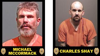 Michael McCormack, left, and Charles Robinson Shay both face murder charges in the Nov. 29 death of jeweler Peter Damian Arguello, who owned Peter Damian Fine Jewelry & Antiques in Wheat Ridge, Colorado. (Photos provided by the Wheat Ridge Police Department) Mug shots of murder suspects Michael McCormack and Charles Robinson Shay