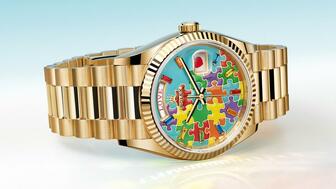 This fall, Rolex will welcome the first class of students to the Rolex Watchmaking Training Center, its new, tuition-free school in Dallas. Students will learn to make and repair Rolex watches, like the Oyster Perpetual Day-Date 36 pictured here, during the 18-month course. Rolex Oyster Perpetual Day-Date 36 with affirmations