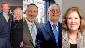 These are the 2024 National Jeweler Retailer Hall of Fame inductees, from left to right: Ron Leitzel and Tonia Leitzel Ulsh of Mountz Jewelers, Craig and Judd Rottenberg of Long’s Jewelers, and Gina Drosos of Signet Jewelers. The 2024 National Jeweler Retailer Hall of Fame inductees