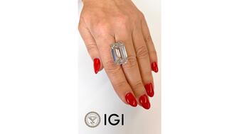It took about 75 days to form this 35-carat, H color, SI1 clarity lab-grown diamond. It measures 23.37 x 15.24 x 9.06 mm. (Photo courtesy of International Gemological Institute)
35-carat lab-grown diamond created by Maitri
