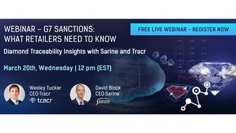 Graphic for Sarine Tracr webinar on G7 ban on Russian diamonds