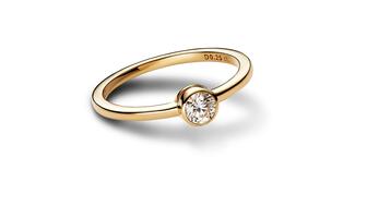 Pandora plans to release three new collections of lab-grown diamond jewelry later this month. Pictured is a ring from the new assortment. Pandora lab-grown diamond ring