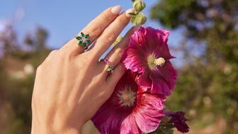 A campaign image from Brilliant Earth’s partnership with Logan Hollowell Fine Jewelry. Brilliant Earth reported flat net sales growth in the first quarter. Brilliant Earth Logan Hollowell jewelry collection