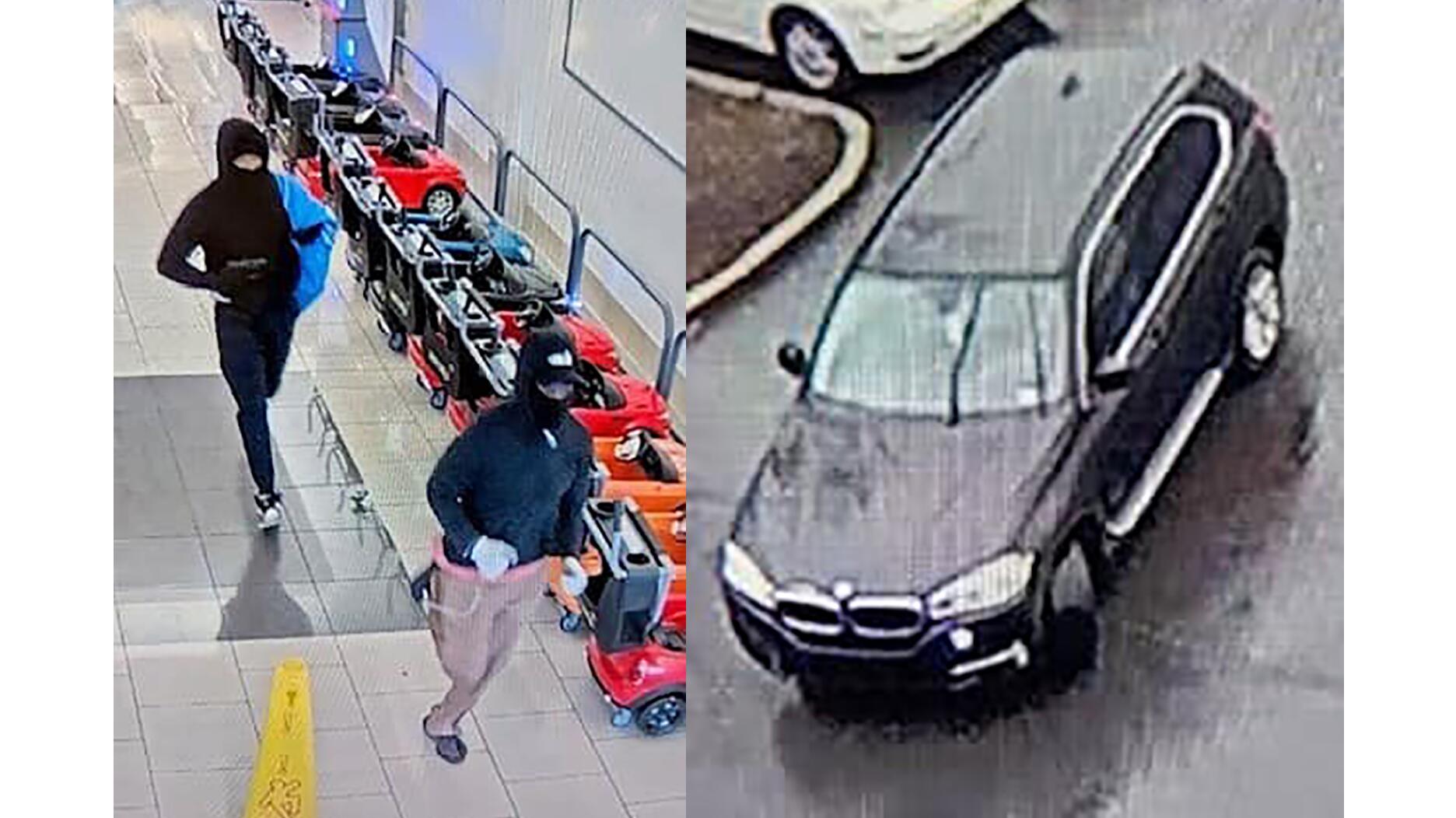 Police shared surveillance footage of two suspects wanted in connection with an armed robbery of a jewelry store in Cherry Hill Mall in Cherry Hill, New Jersey. Surveillance images of Cherry Hill jewelry store robbery suspects and car