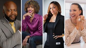 The Black in Jewelry Coalition’s BIJC Collective is returning to Las Vegas, including, from left to right, Mukosha Mulenga of Eleora Gems, Jessenia Landrum of Jevela, Simone Smith of Simone I. Smith, and designer Dorian Webb. Black In Jewelry Coalition Collective