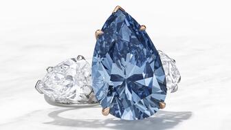 A buyer whose identity has not been disclosed paid $44 million for the 17.61-carat fancy vivid blue “Bleu Royal” diamond at Christie’s Geneva Tuesday. The pear-shaped diamond had been part of a private collection for 50 years; Tuesday marked its first appearance at auction. 17.61-carat fancy vivid blue Bleu Royal diamond