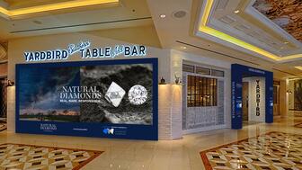 The Natural Diamond Council is opening its “Natural Diamond Club,” inside the Yardbird Table & Bar Restaurant in The Venetian, as pictured in the rendering above, from May 30 to June 2. Natural Diamond Council club JCK Las Vegas