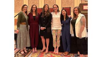 WJA members stand with GAMUT management’s Molly Kettle (second from left) and entrepreneur and disability advocate Tiffany Yu (fifth from left) following their panel talk at WJA’s second “Generating Community Impact Breakfast” at JCK. Women’s Jewelry Association Generating Community Impact Breakfast at JCK in Las Vegas 2023