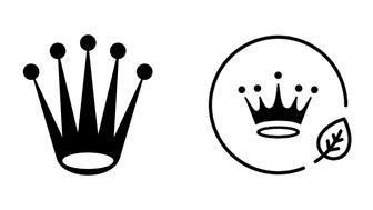 Rolex’s recently filed notice of opposition with the USTPO claims that Hallmark’s new crown trademark (right), which is pending registration, is “nearly identical in appearance and commercial impression” to its famous logo (left) and would cause consumer confusion if used on jewelry. Rolex and Hallmark logos