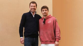 Formula One driver Charles Leclerc, right, recently became an investor in watch e-tailer Chrono24. He is pictured with Tim Stracke, Chrono24 founder and current chairman of the board. (Photo courtesy of Chrono24) Formula One driver Charles Leclerc, Chrono24 founder and Chairman Tim Stracke