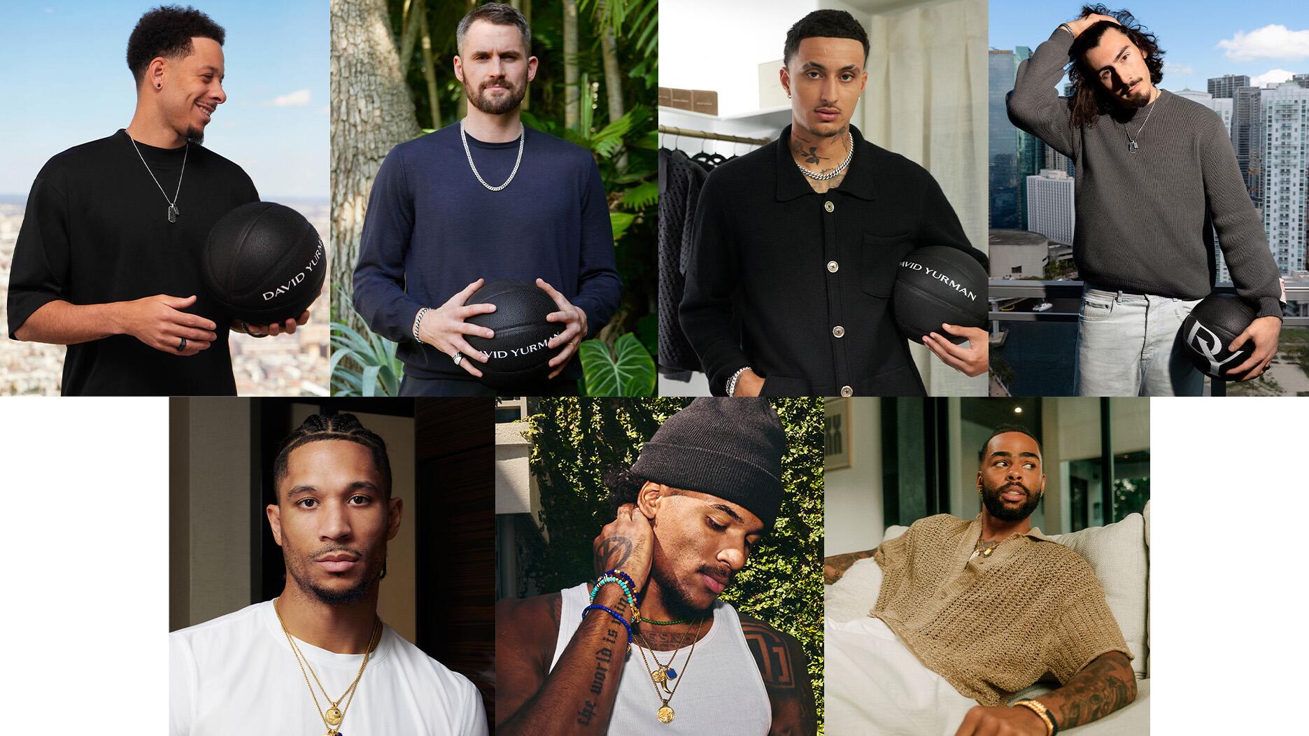 David Yurman also released a three-part docuseries on select players’ passion for the sport and personal style on and off the court. Pictured top row left to right, Seth Curry, Kevin Love, Kyle Kuzma, Jaime Jacquez Jr., and, bottom row left to right, Josh Hart, Jalen Green, and D’Angelo Russell. Kyle Kuzma, D’Angelo Russell, Jalen Green, Jaime Jacquez Jr., Kevin Love, Josh Hart, and Seth Curry