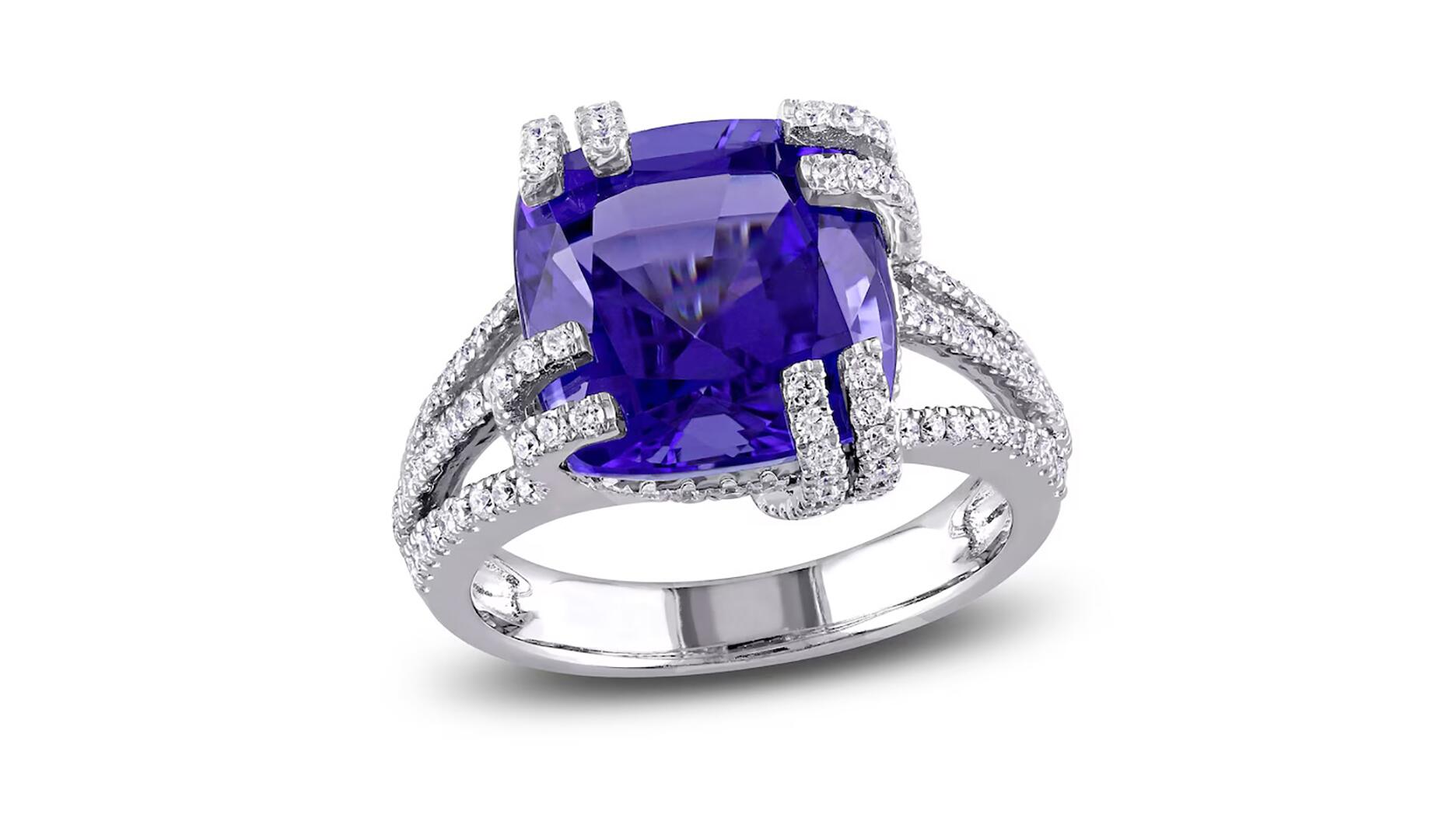 A 14-karat white gold cushion-cut tanzanite ring from Signet Jewelers-owned banner Jared. Signet Jewelers took the No. 67 spot on the National Retail Federation’s 2024 Top 100 Retailers list. Tanzanite ring