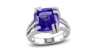 A 14-karat white gold cushion-cut tanzanite ring from Signet Jewelers-owned banner Jared. Signet Jewelers took the No. 67 spot on the National Retail Federation’s 2024 Top 100 Retailers list. Tanzanite ring