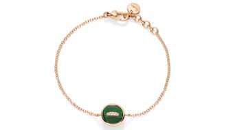 A malachite and diamond bracelet from Pomellato’s “Pom Pom Dot” collection, launched earlier this year. Pomellato and Boucheron were bright spots for Kering in an otherwise underwhelming first half of the year. Pomellato Malachite Pom Pom Dot bracelet