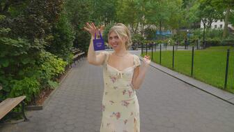 TikToker and actress Sabrina Brier teamed up with Zales for its jewelry giveaway, gifting jewelry to 30 people in Madison Square Park in New York City. Sabrina Brier Zales Giveaway
